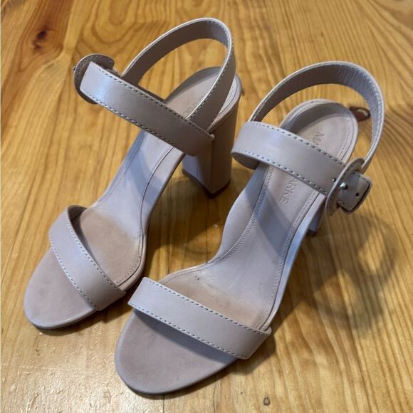 Marion Parke Strappy Leather Sandal Block Heel Nude Tan Women’s EUR 38.5 / US 8 - Picture 3 of 11